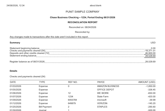 do bank renconciliation in quickbooks